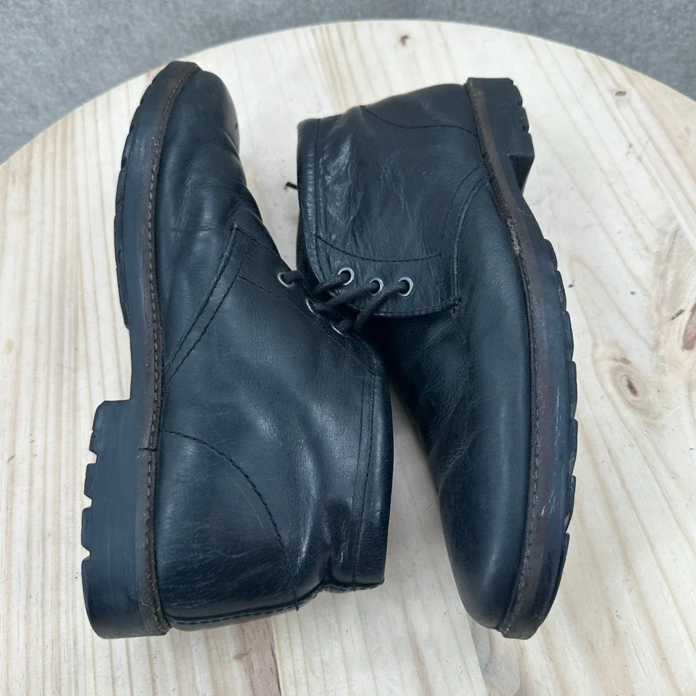 Leather Chukka Boots Mens Black Leather Lace Up Ankle Lug Sole